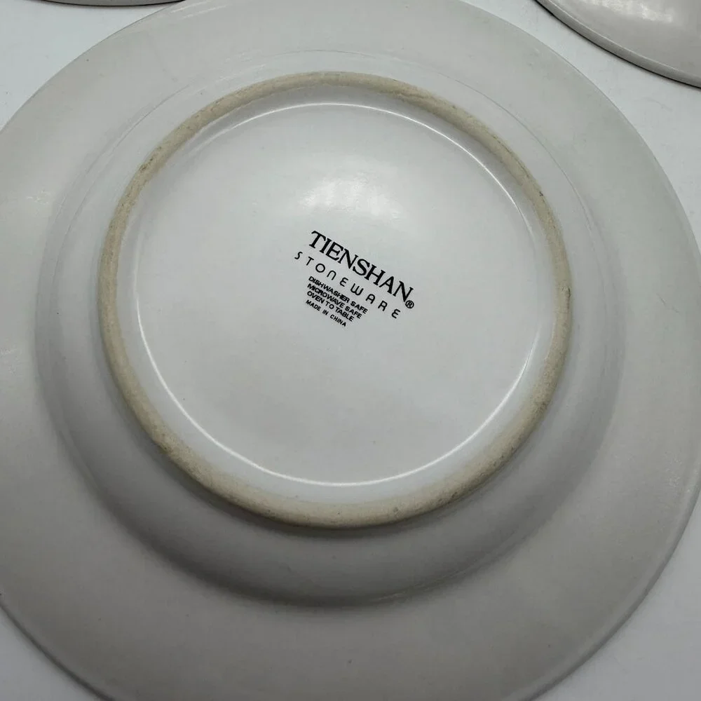 Tienshan Raspberry‎ Social Rim soup bowls lot of four Stoneware replacements
